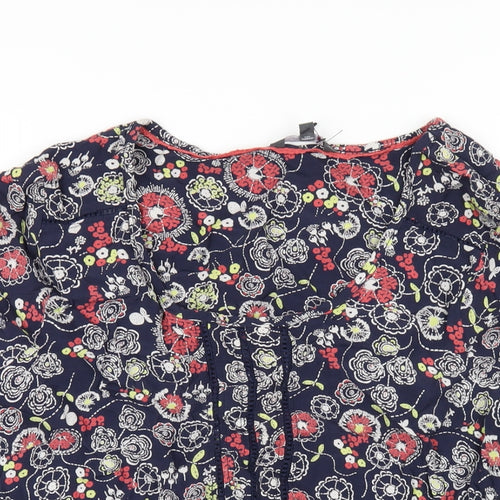 Per Una Womens Blue Floral Viscose Basic T-Shirt Size 14 Scoop Neck