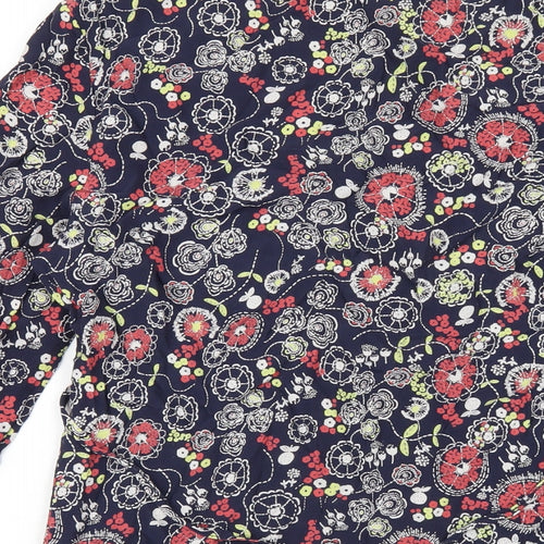 Per Una Womens Blue Floral Viscose Basic T-Shirt Size 14 Scoop Neck