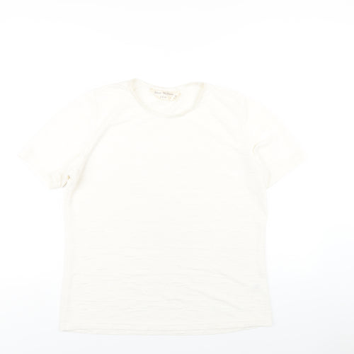EWM Womens Ivory Polyester Basic T-Shirt Size M Round Neck