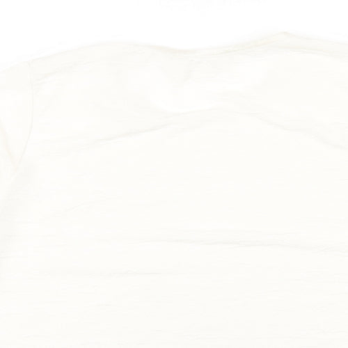 EWM Womens Ivory Polyester Basic T-Shirt Size M Round Neck