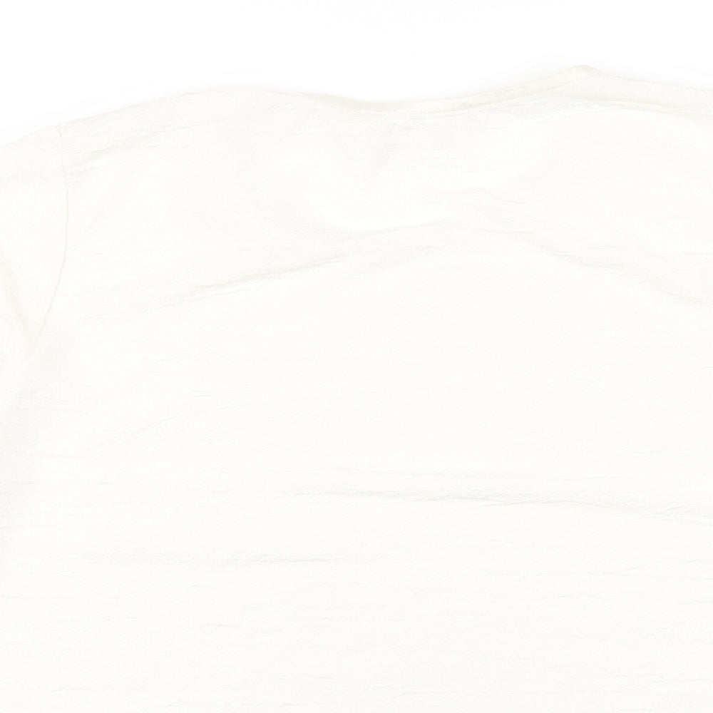 EWM Womens Ivory Polyester Basic T-Shirt Size M Round Neck