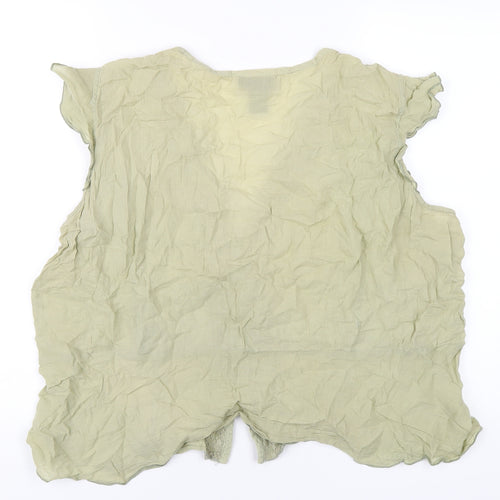 Venezia Womens Green Cotton Basic Button-Up Size 22 V-Neck
