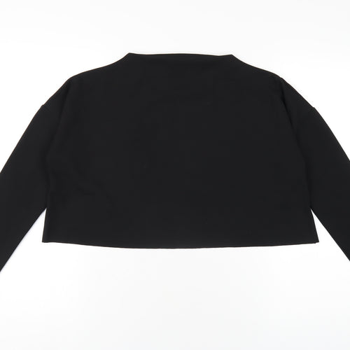 Missguided Womens Black Polyester Cropped T-Shirt Size 10 Mock Neck