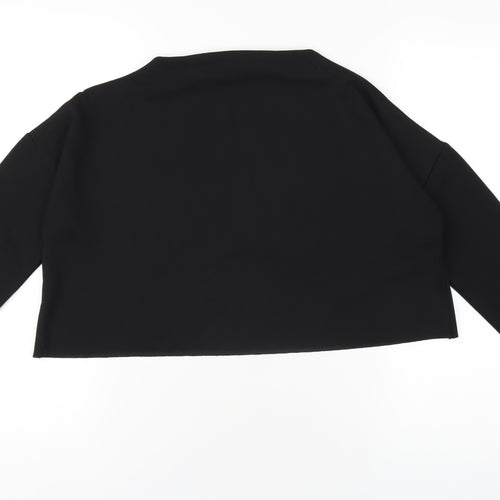 Missguided Womens Black Polyester Cropped T-Shirt Size 10 Mock Neck