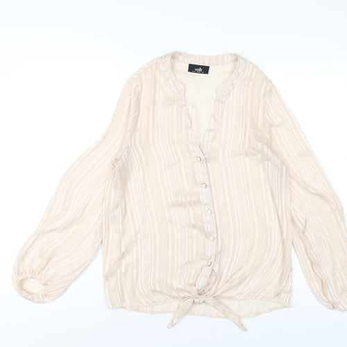 Wallis Womens Ivory Polyester Basic Button-Up Size 10 V-Neck