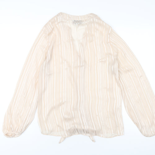 Wallis Womens Ivory Polyester Basic Button-Up Size 10 V-Neck