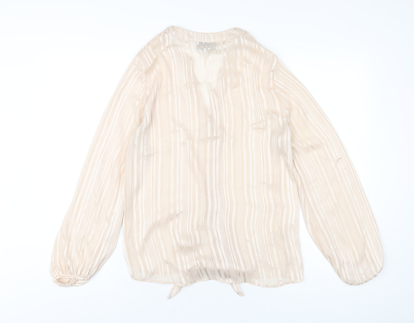 Wallis Womens Ivory Polyester Basic Button-Up Size 10 V-Neck