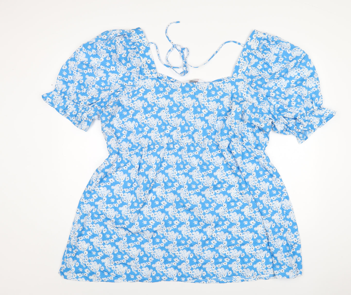 Yours Womens Blue Floral Polyester Basic T-Shirt Size 24 Square Neck