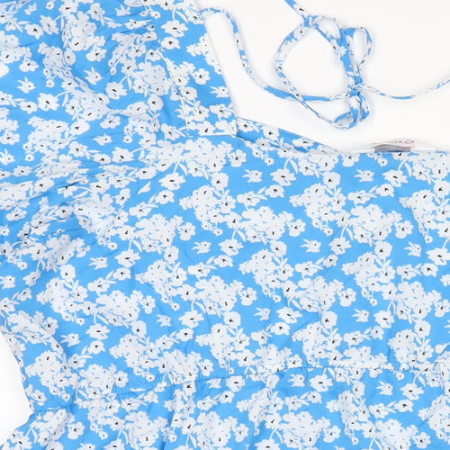 Yours Womens Blue Floral Polyester Basic T-Shirt Size 24 Square Neck