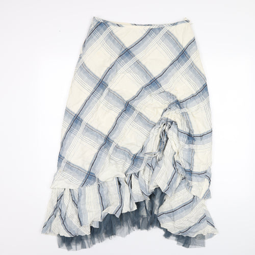 Per Una Womens Ivory Plaid Polyester A-Line Skirt Size 12 Zip