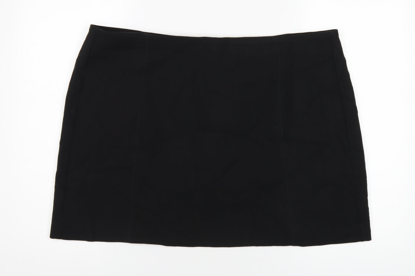Marks and Spencer Womens Black Polyester Mini Skirt Size 22 Zip