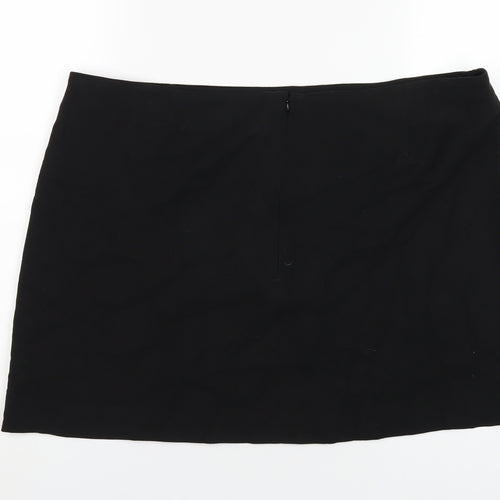 Marks and Spencer Womens Black Polyester Mini Skirt Size 22 Zip