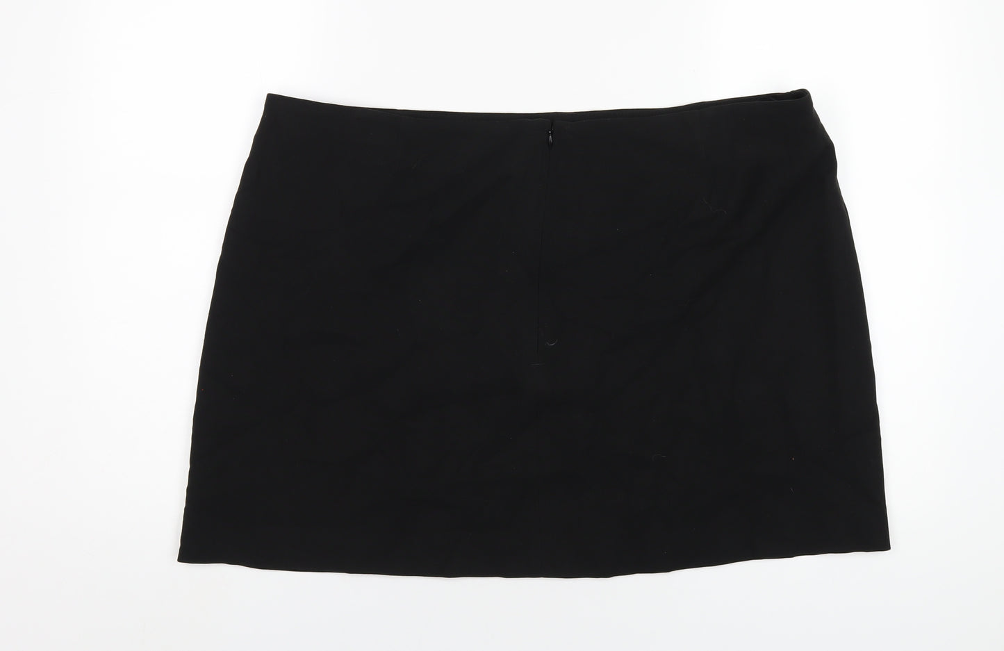 Marks and Spencer Womens Black Polyester Mini Skirt Size 22 Zip