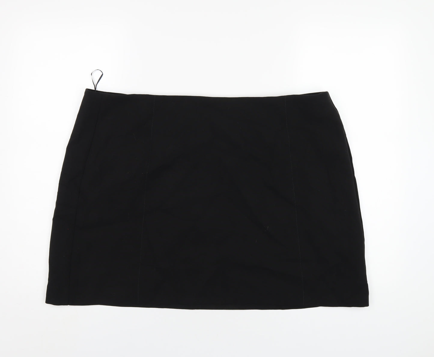 Marks and Spencer Womens Black Polyester Mini Skirt Size 22 Zip