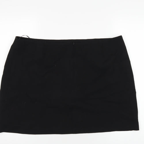 Marks and Spencer Womens Black Polyester Mini Skirt Size 22 Zip