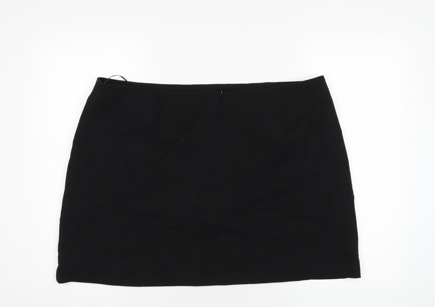 Marks and Spencer Womens Black Polyester Mini Skirt Size 22 Zip