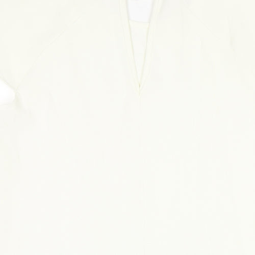 River Island Womens Ivory Polyester A-Line Size 14 Round Neck Buckle