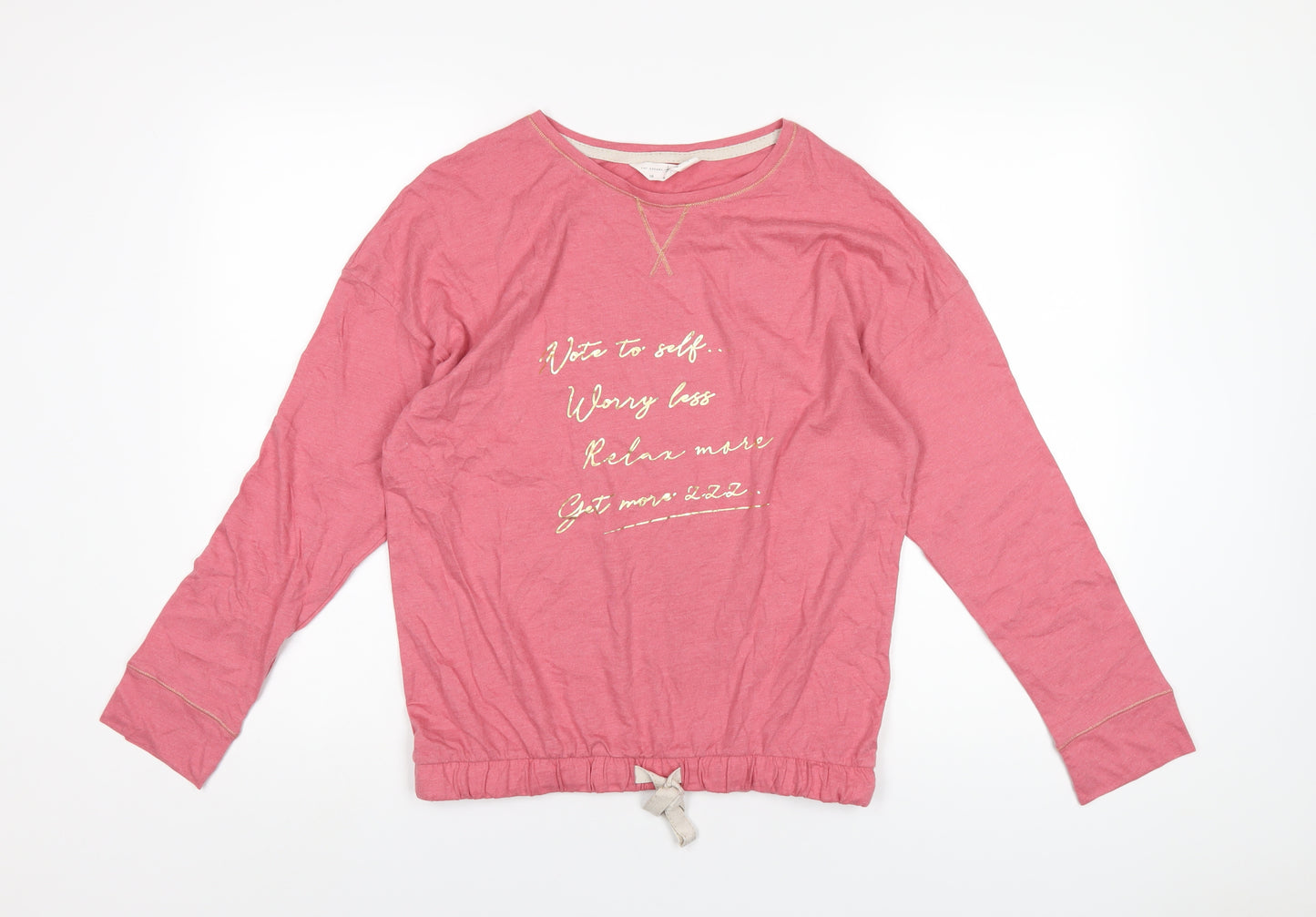 Marks and Spencer Womens Pink Solid Cotton Top Pyjama Top Size 10