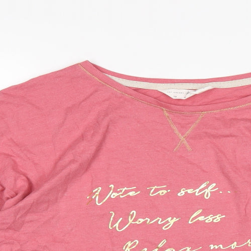 Marks and Spencer Womens Pink Solid Cotton Top Pyjama Top Size 10