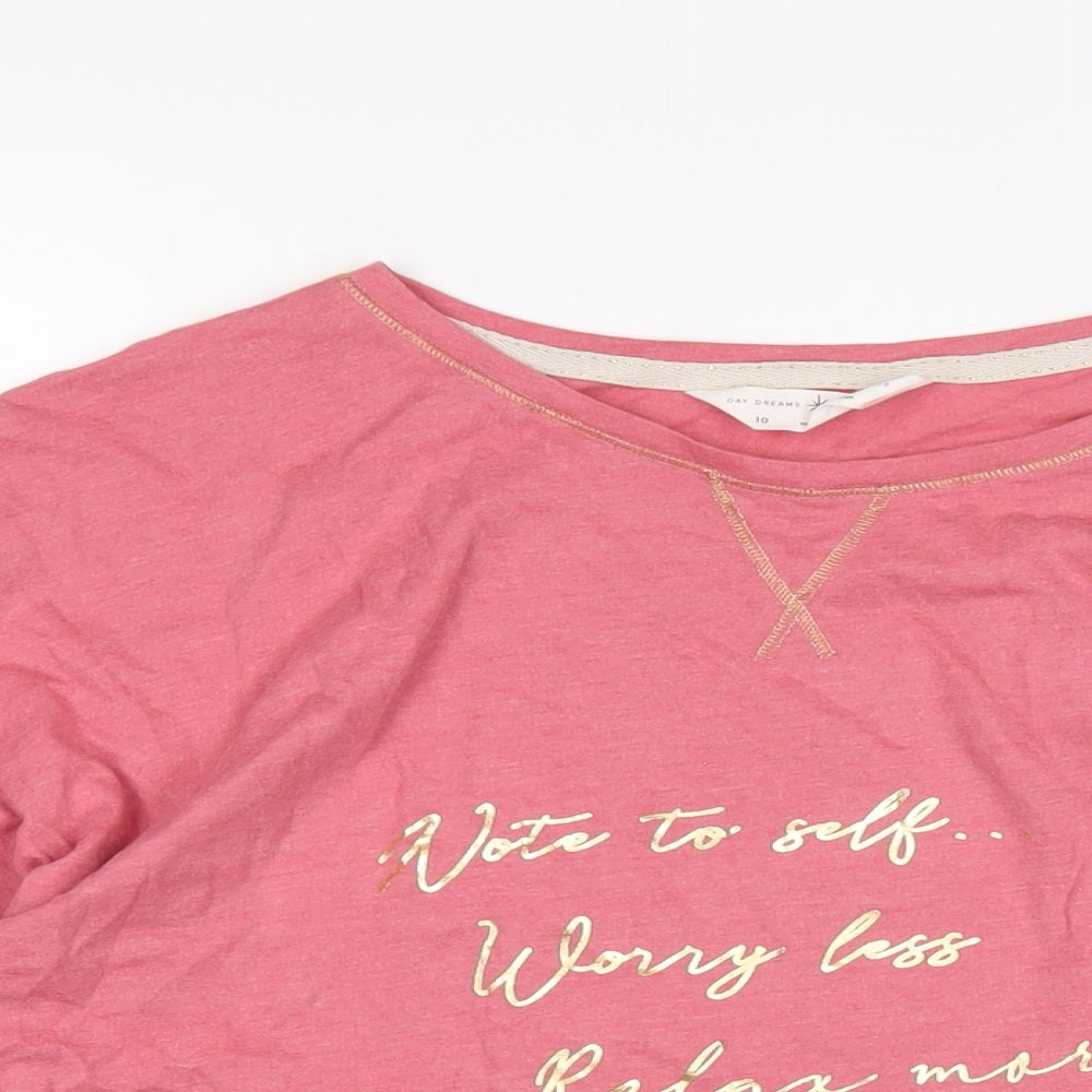 Marks and Spencer Womens Pink Solid Cotton Top Pyjama Top Size 10