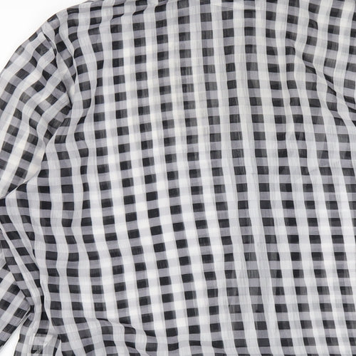 NEXT Womens Grey Check Polyester Basic Button-Up Size 12 Collared