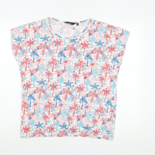 EWM Womens Multicoloured Geometric Cotton Basic Blouse Size 14 Round Neck - Size 14-16 Palm Tree Print