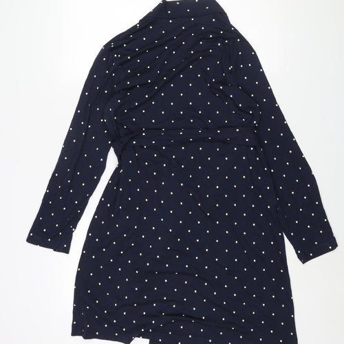 Marks and Spencer Womens Blue Polka Dot Cotton Kimono Robe Size S Tie