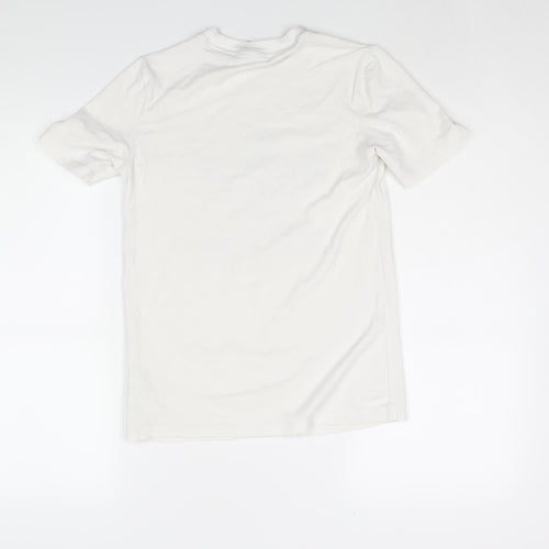 adidas Womens White Cotton Basic T-Shirt Size 8 Crew Neck - Logo Print
