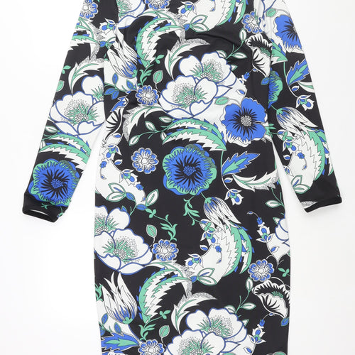 Autograph Womens Multicoloured Geometric Polyester Pencil Dress Size 12 Round Neck Zip - Floral Print