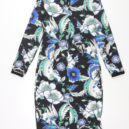 Autograph Womens Multicoloured Geometric Polyester Pencil Dress Size 12 Round Neck Zip - Floral Print