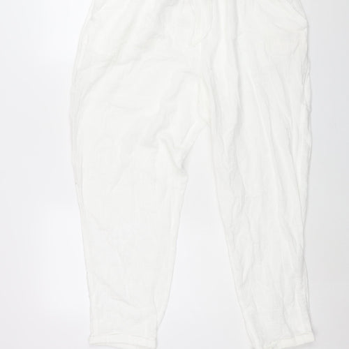 Marks and Spencer Womens White Solid Cotton Top Lounge Pants Size 18 Drawstring