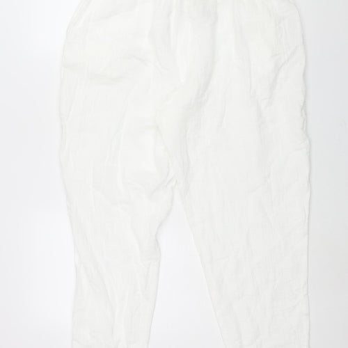 Marks and Spencer Womens White Solid Cotton Top Lounge Pants Size 18 Drawstring
