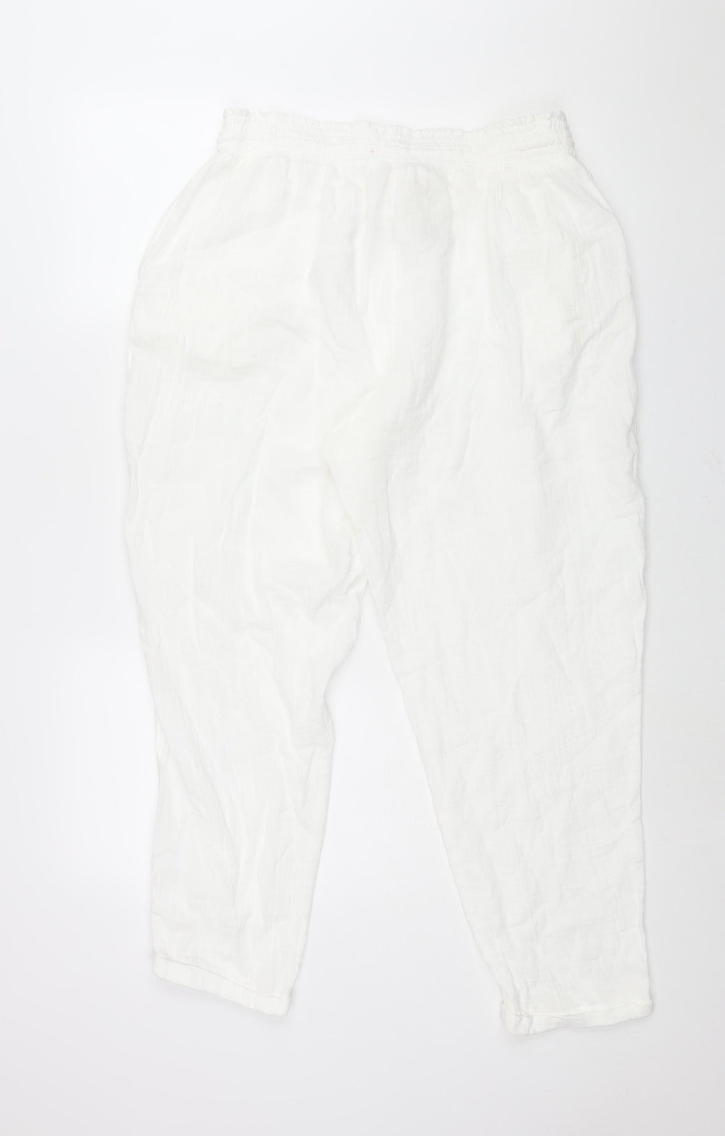 Marks and Spencer Womens White Solid Cotton Top Lounge Pants Size 18 Drawstring