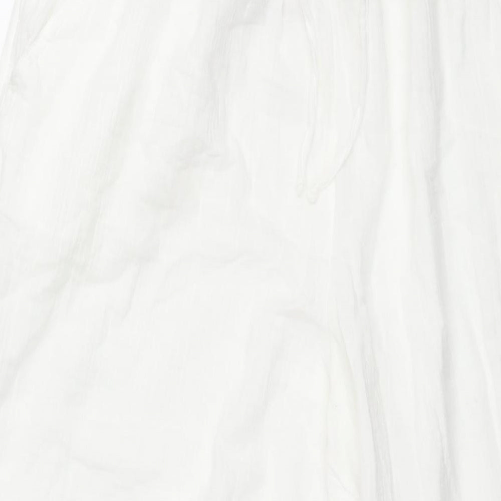 Marks and Spencer Womens White Solid Cotton Top Lounge Pants Size 18 Drawstring