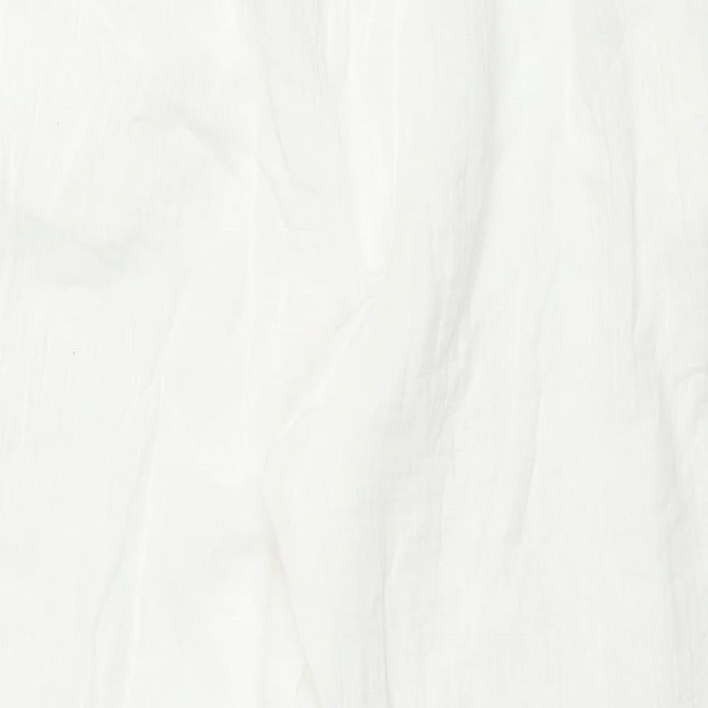 Marks and Spencer Womens White Solid Cotton Top Lounge Pants Size 18 Drawstring