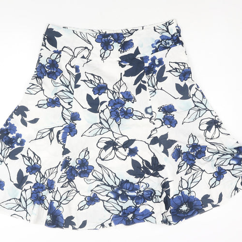 CMD Womens Blue Floral Polyester Trumpet Skirt Size 34 in Zip
