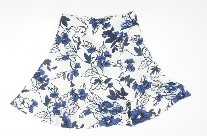 CMD Womens Blue Floral Polyester Trumpet Skirt Size 34 in Zip