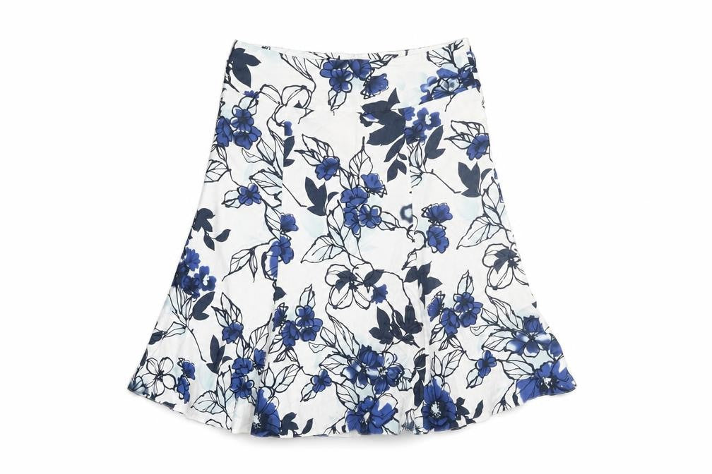 CMD Womens Blue Floral Polyester Trumpet Skirt Size 34 in Zip
