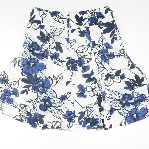 CMD Womens Blue Floral Polyester Trumpet Skirt Size 34 in Zip