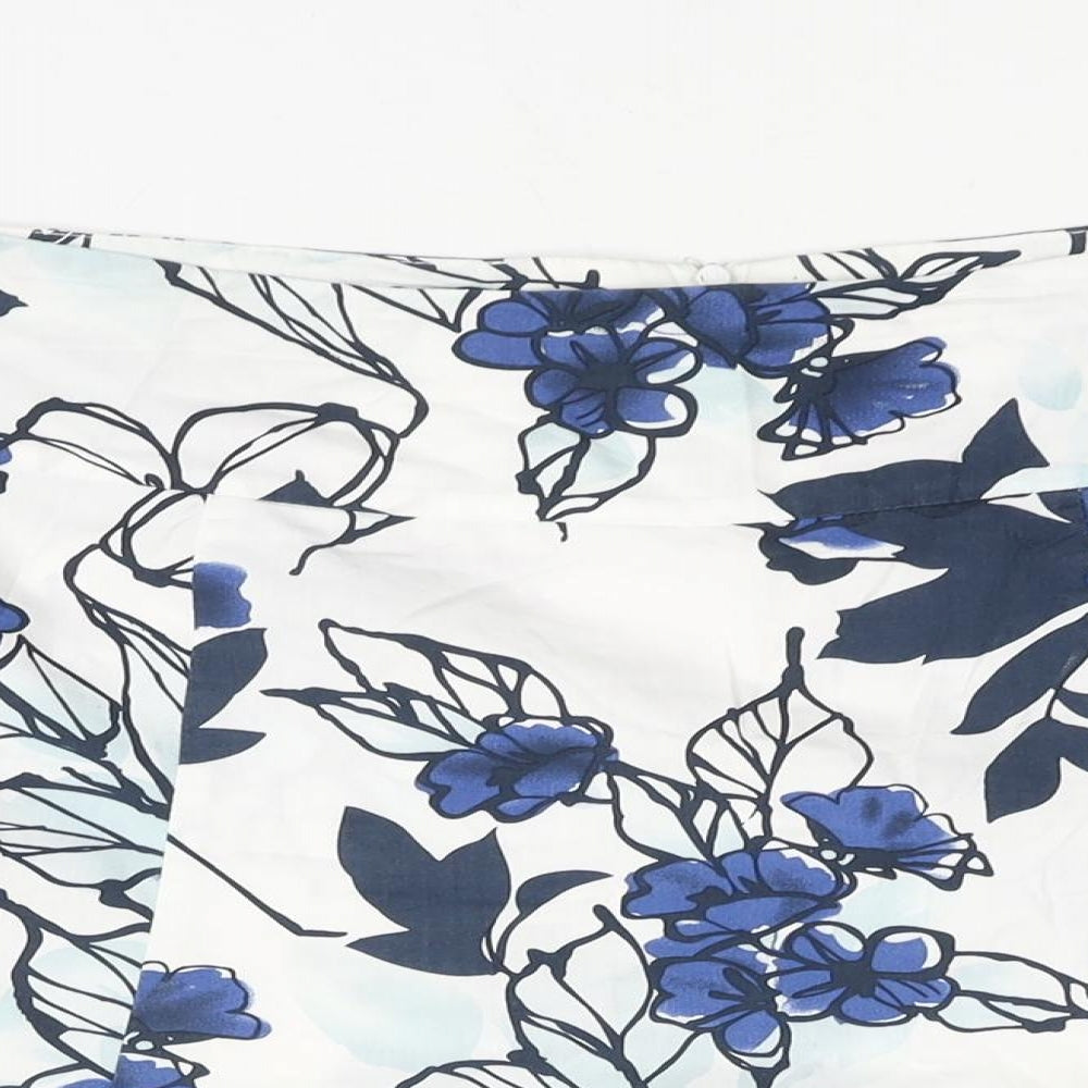 CMD Womens Blue Floral Polyester Trumpet Skirt Size 34 in Zip