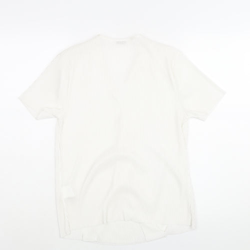 Pimkie Womens White Polyester Basic Blouse Size M V-Neck - Plisse