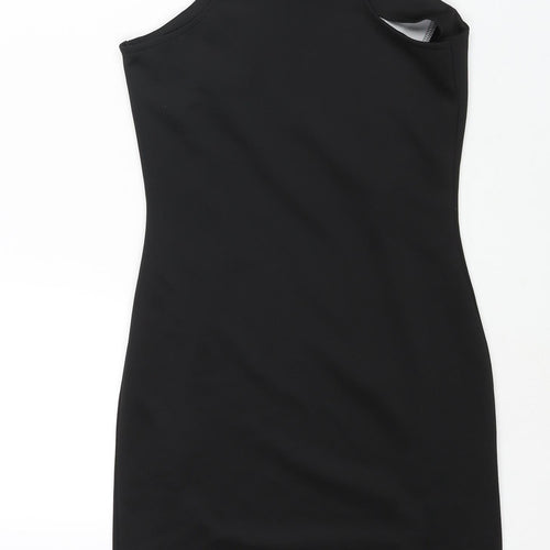 Awear Womens Black Polyester Bodycon Size 10 Round Neck Pullover - Geometric Print