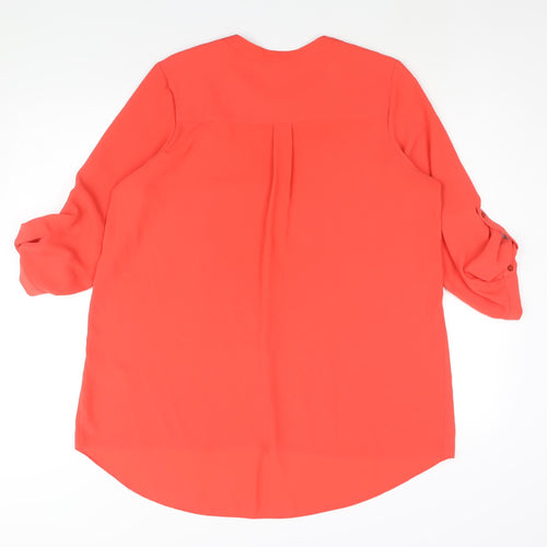 Wallis Womens Pink Polyester Basic Blouse Size M V-Neck