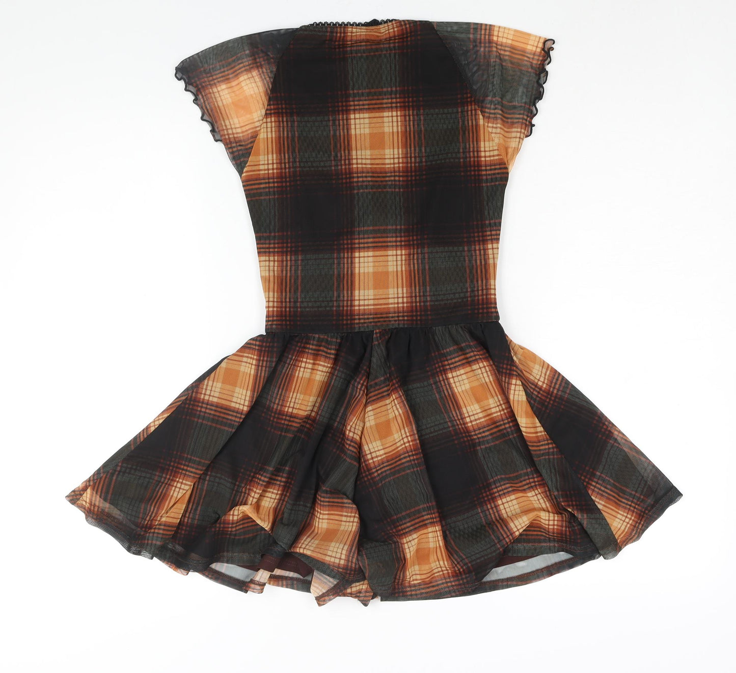 Urban Outfitters Womens Multicoloured Check Polyester Playsuit One-Piece Size XS Pullover - Bow