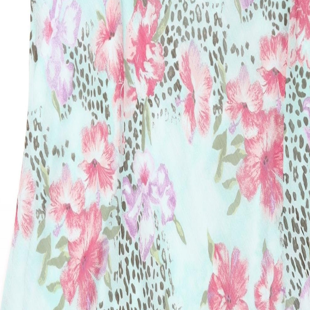 Bonmarché Womens Multicoloured Geometric Polyester Shift Size 22 V-Neck Pullover - Cheetah Floral Print