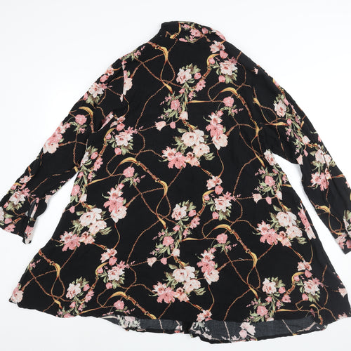 Yours Womens Black Floral Viscose Shirt Dress Size 20 Collared Button