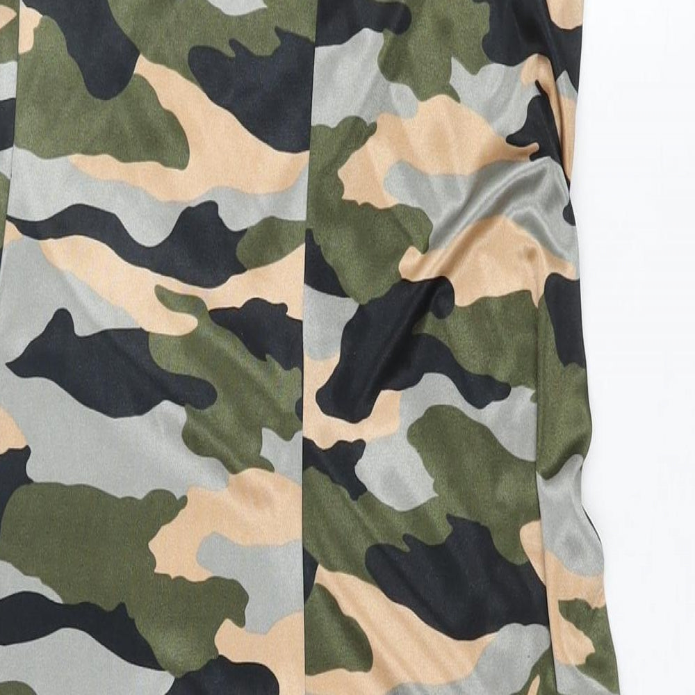 Divided by H&M Womens Multicoloured Camouflage Polyester Slip Dress Size S Collared Pullover - Rouched