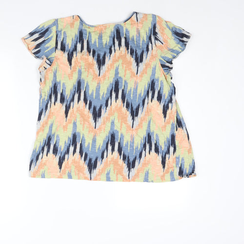 NEXT Womens Multicoloured Geometric Cotton Basic Blouse Size 16 Round Neck