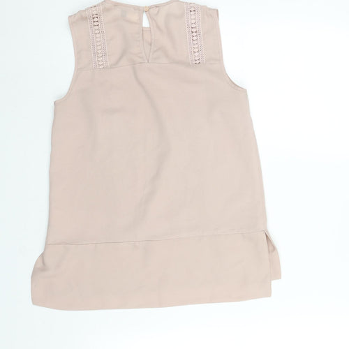 Warehouse Womens Pink Polyester Camisole Blouse Size 8 Round Neck - Lace Detail