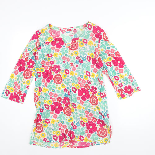 Seasalt Womens Multicoloured Floral Cotton Tunic Blouse Size 8 V-Neck